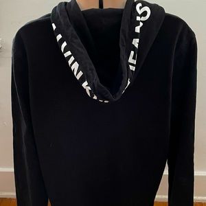 Calvin Klein Jeans Women’s Black 100% Cotton logo hoodie pullover sweater size M
